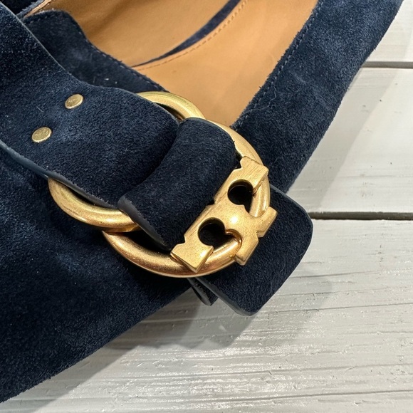 Tory Burch Marsden Smoking Loafer Blue Suede Gold Hardware size 8 - Picture 7 of 9